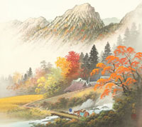 秋の山と湖の油彩画 楽天市場】油彩画 小林幸三 「湘南の富士」 F10号 額入り 油絵