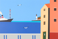 海辺の港町の風景 の写真素材 イラスト素材 アマナイメージズ