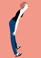 ジーパンとタンクトップを着た立ち姿の女性 の写真素材 イラスト素材 アマナイメージズ