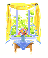 絵画 新品 窓の花瓶額付き gallery-uchida_p4-1303-c5