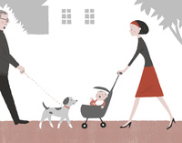 散歩 人物 イラストのイラスト素材 アマナイメージズ