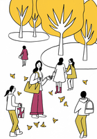 散歩 人物 イラストのイラスト素材 アマナイメージズ