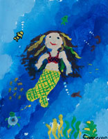絵画　人魚 No.516 F4キャンバス 原画 アクリル画 人魚姫 人魚 mermaid