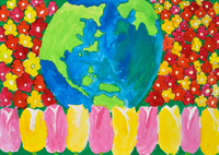 抽象的な花と地球のパステル画 A4サイズ 20020001507.jpg