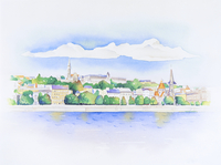 町並み 都会 都市 街イラスト 建設 風景 イラストのイラスト素材 アマナイメージズ