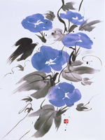 水墨画朝顔 額装品　売約済み 20037008700.jpg