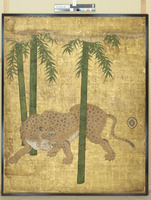 木製 饅頭 根付 「竹林に虎の図」 狩野芳崖 竹林猛虎図 - 日本の動物画