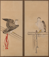 鷹が描かれた屏風　２点セット 20076000155.jpg