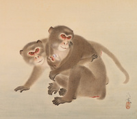 親子猿図[20076000924]の写真・イラスト素材｜アマナイメージズ