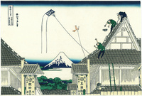 ドラえもん 浮世絵 木版画 江都駿河町三井見世略図　富嶽三十六景 ドラえもん 浮世絵 「富嶽三十六景・江都駿河町三井見世略図