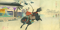 お値下げ屏風絵　六曲　流鏑馬図　日本 20086002235.jpg