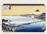 B47　陶板　近江八景　浮世絵　瀬田　夕照 歌川広重画浮世絵 近江八景(瀬田夕照） 木版画(歌川広重) / 斜陽