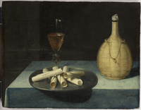 洋酒のある静物画 豊島輝彦「洋酒ビンのある静物」油絵・F6号 絵画買取・販売の小竹美術